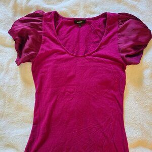 Express Women’s Top Small Pink Puff Sleeve Blouse Short Sleeve Statement Sleeve